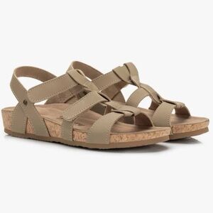 NEW FITORY Women's Cork Wedge Sandal Platform Slides Adjustable Strap Stone 9